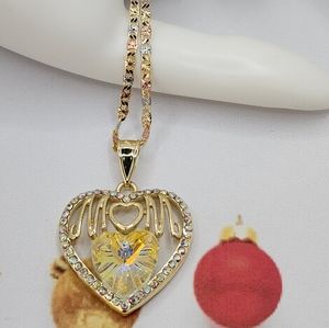 MOM heart yellow 💛 3-colors 18k chain included GOLD-PLATED